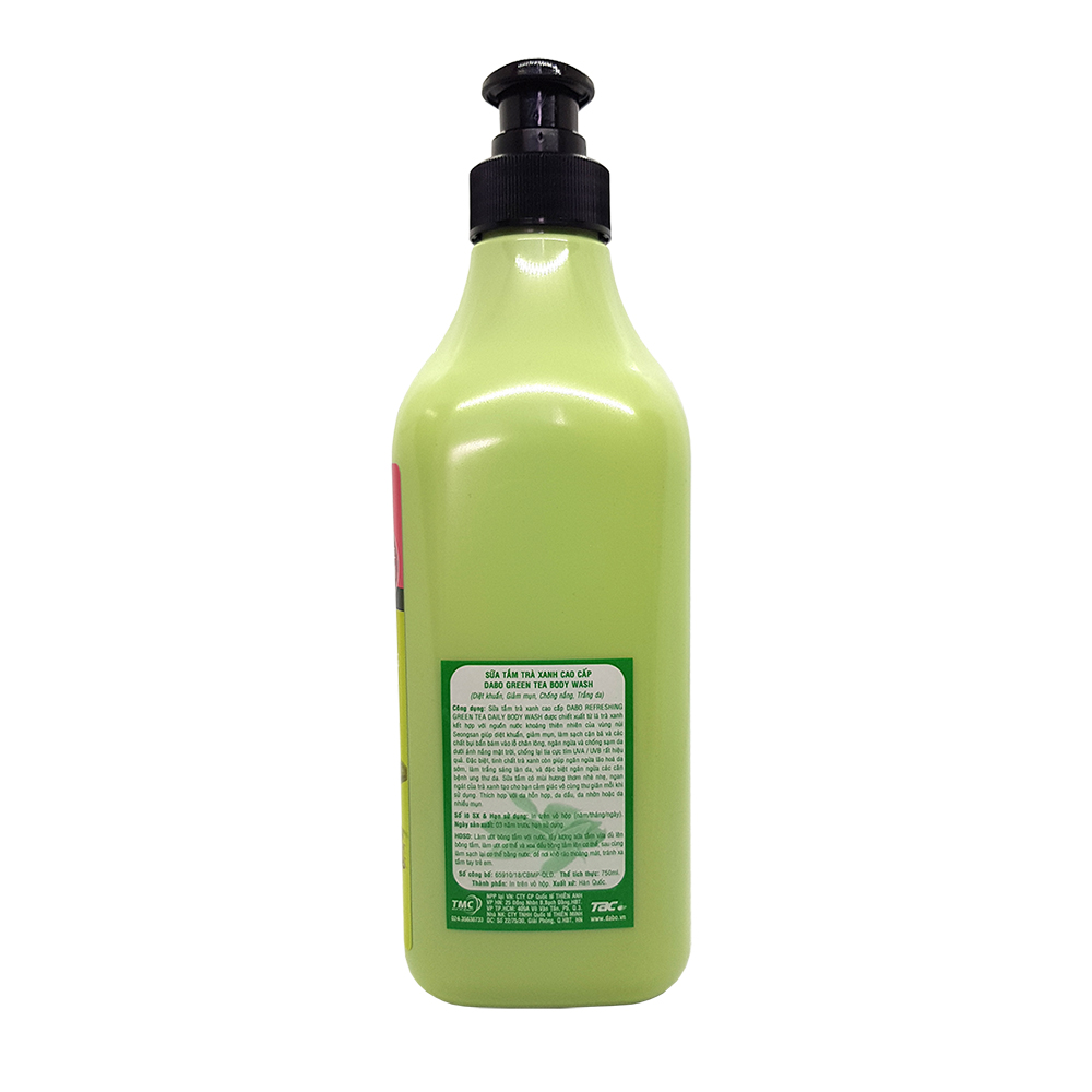 Bộ 2 chai sữa tắm trị mụn sạch nhờn chiết xuất trà xanh Dabo Green Tea Hàn quốc ( 750ml)