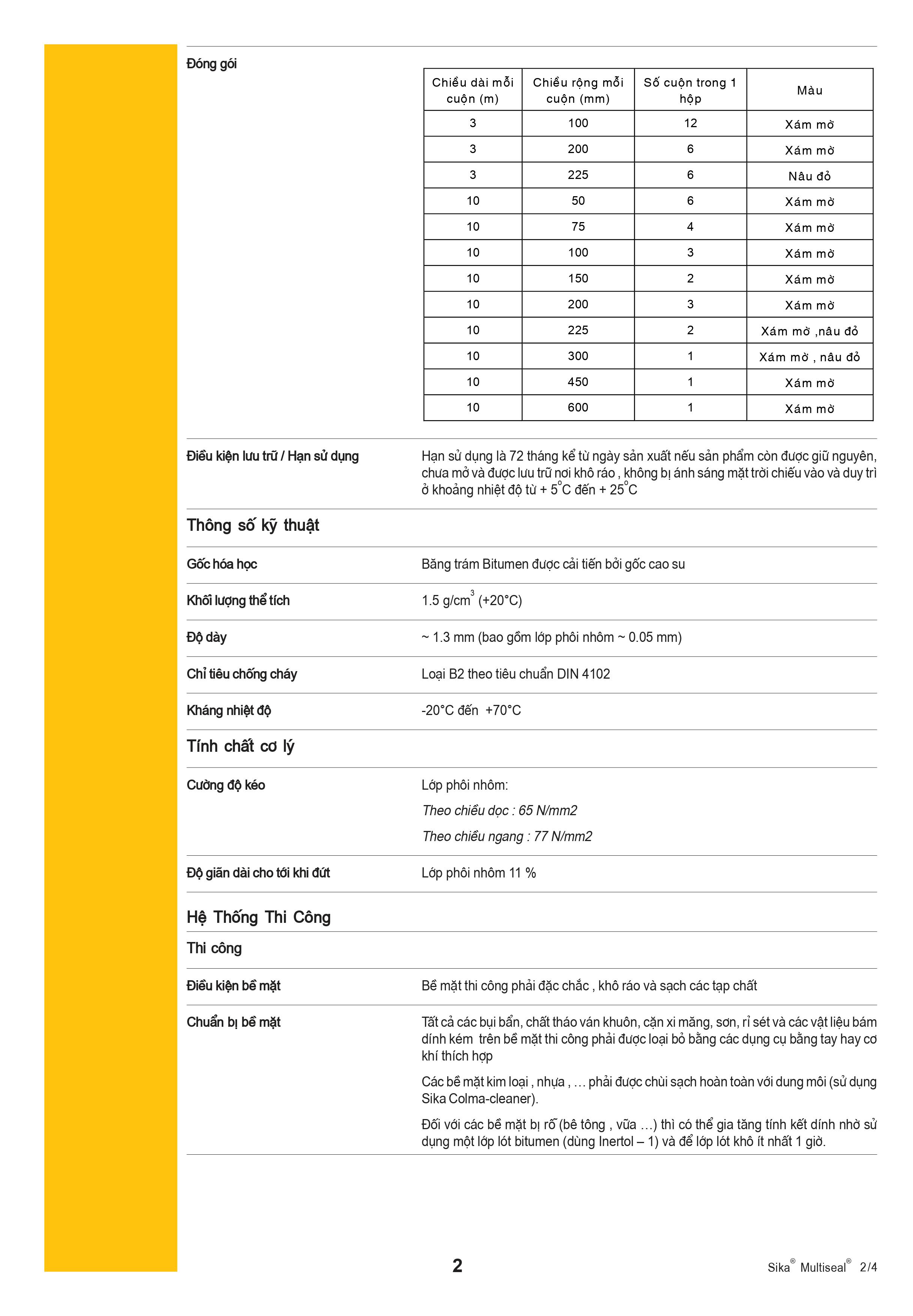 Băng keo chống dột, Chống thấm siêu dính, dùng được trên mọi vật liệu - Sika Multiseal