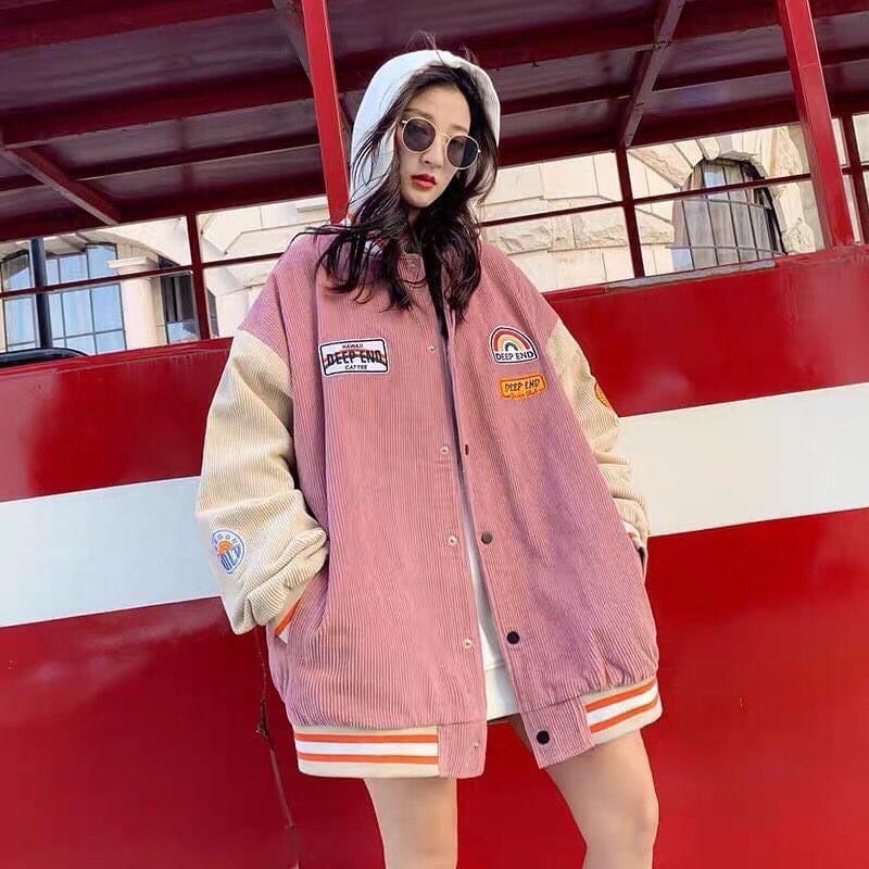 Áo Khoác BOMBER NHUNG GÂN form rộng unisex