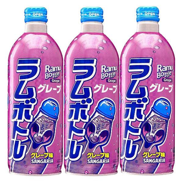 3 Chai Nước Soda Nho Ramune Sangaria Nhật Bản