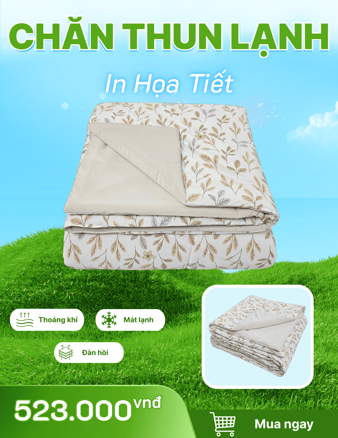 Chăn chần Thun Lạnh 180x200 in Họa Tiết