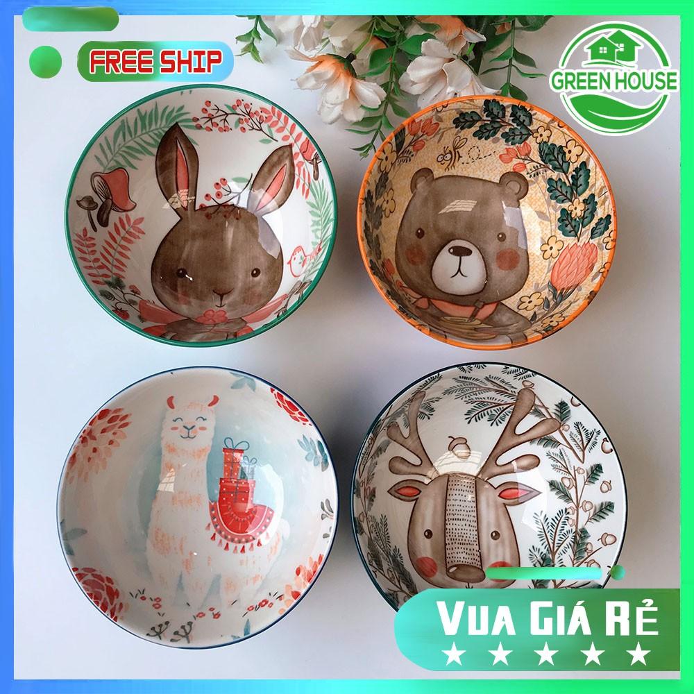 Green House - Bát sứ 4 Hình Chén Sứ dùng ăn dặm, ăn cơm decor trang trí đáng yêu