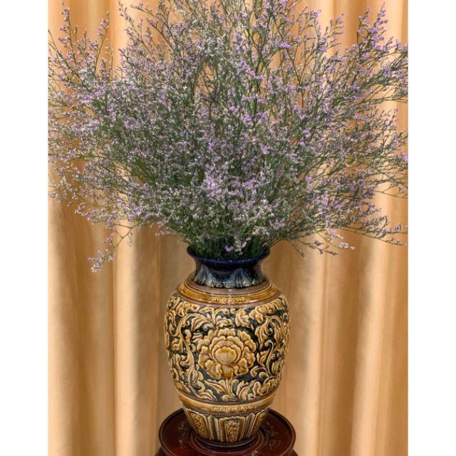 Lọ xoài khắc nổi hoa dây H30cm - Đk20cm men hoàng thổ
