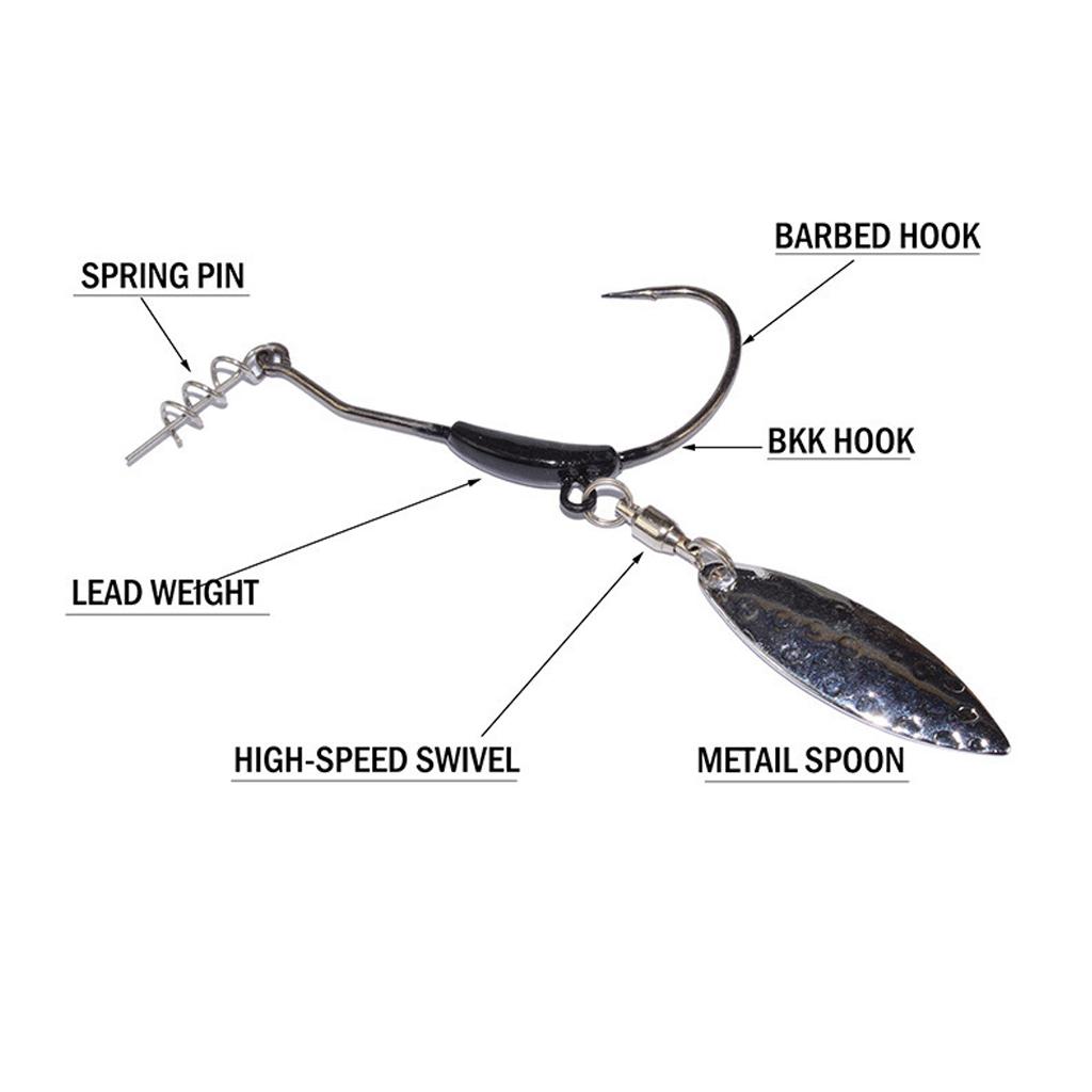 Offset Fishing Crank Hook Lead Weighted Hook with Sppon for Baits Rigs 2g