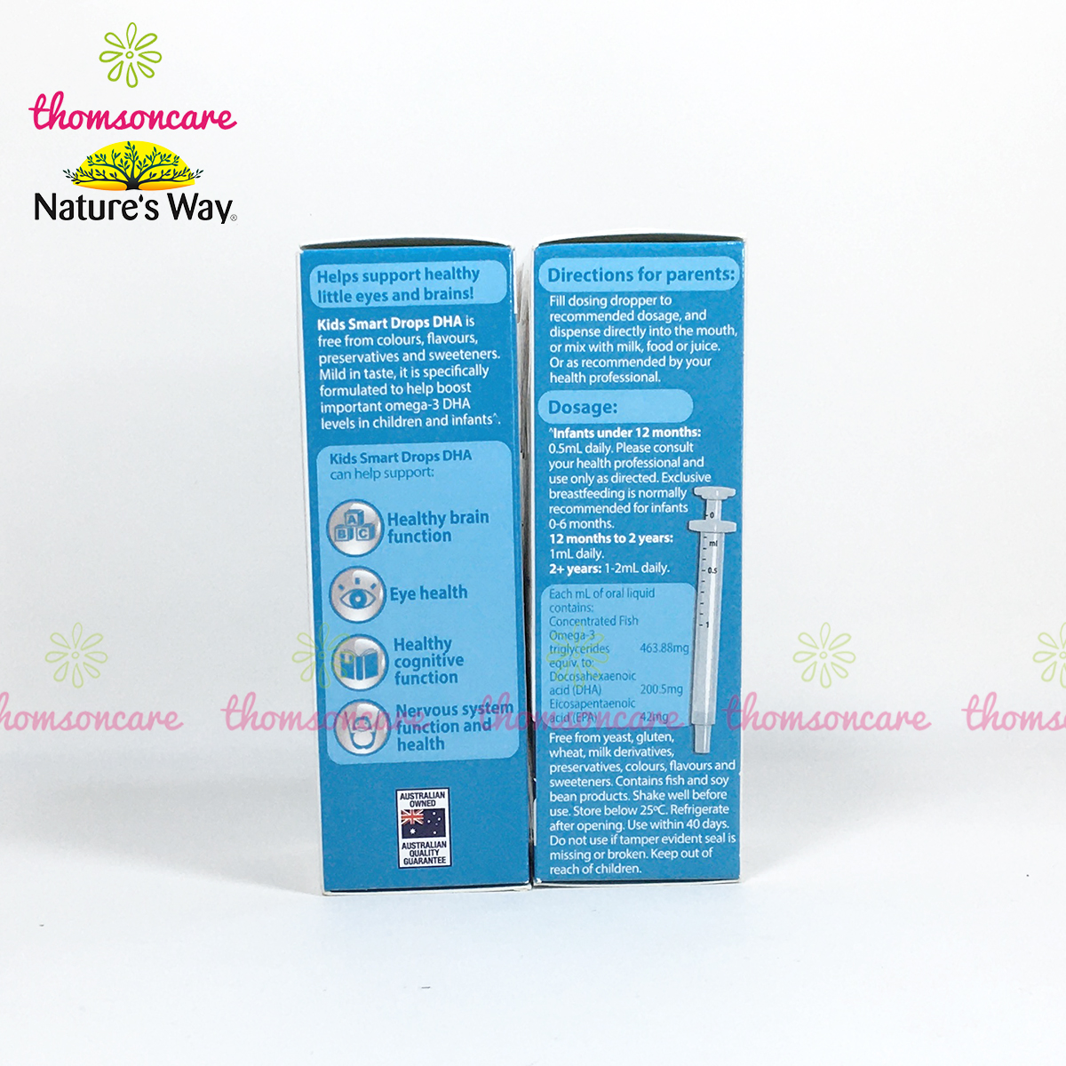 Bổ sung DHA dạng giọt cho bé - Nature's Way Kids Smart Drops DHA - Lọ 20ml Giúp trẻ thông minh, phát triển não bộ từ sơ sinh