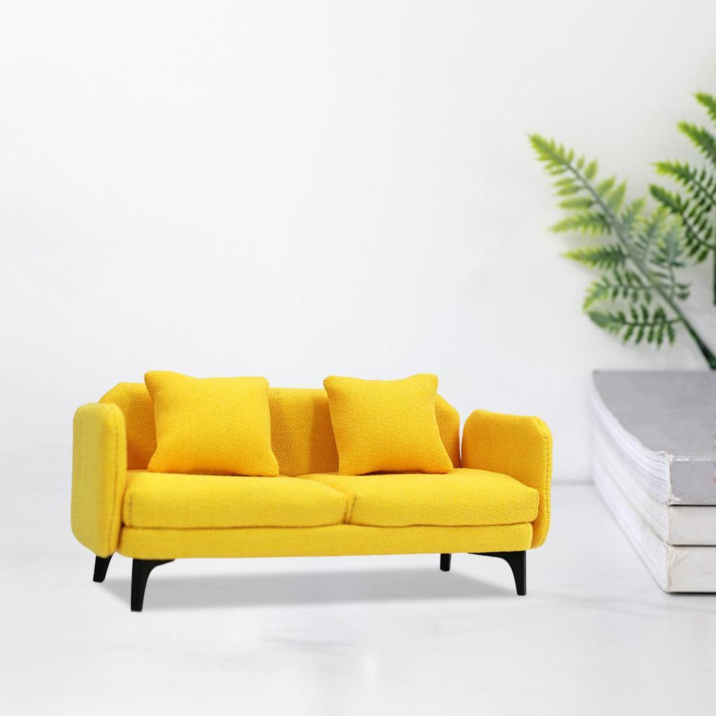 1:12 Miniature Dollhouse Double Sofa Dollhouse Bedroom Furniture