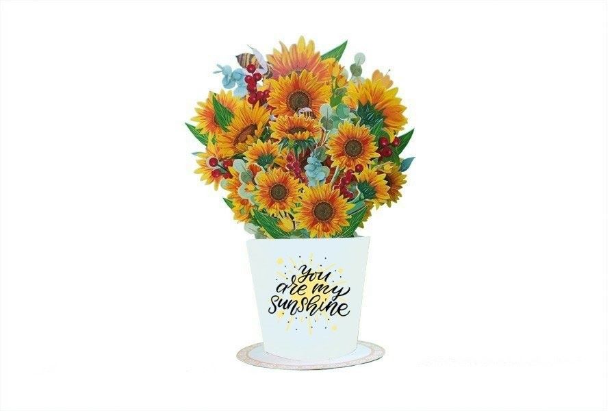 Thiệp 3D Pop Up Bó Hoa Hướng Dương – You Are My Sunshine – Thiệp Hoa Nghệ Thuật, Sinh Nhật, Chúc Mừng, Lãng Mạn, FB03