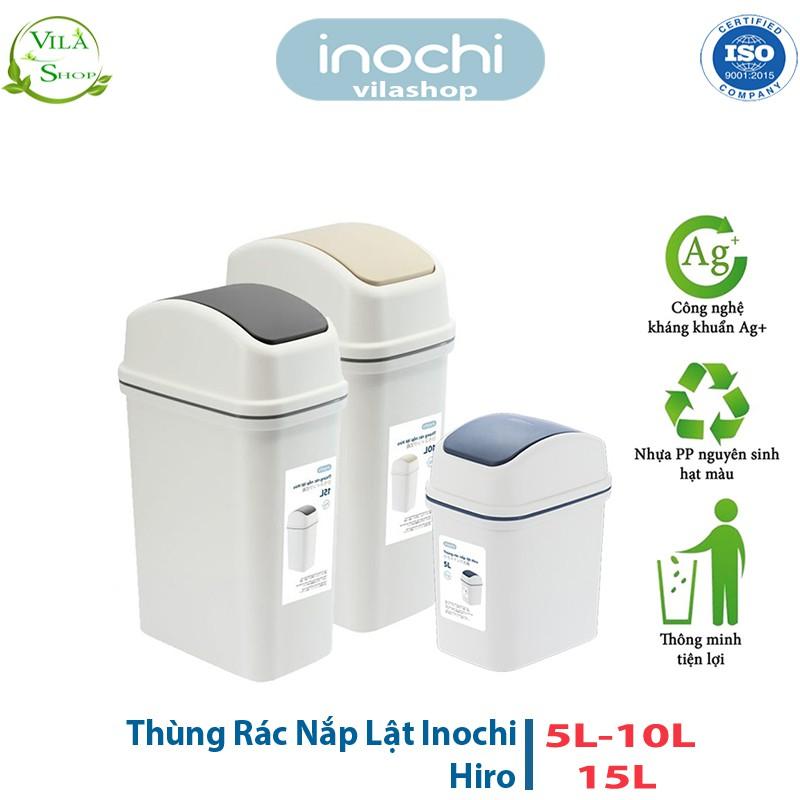 Thùng Rác Nhựa Nắp Lật, Thùng Rác Thông Minh 10L Có Lõi Inochi, Làm Sọt Rác Văn Phòng, Khách Sạn, Đựng Rác Gia Đình