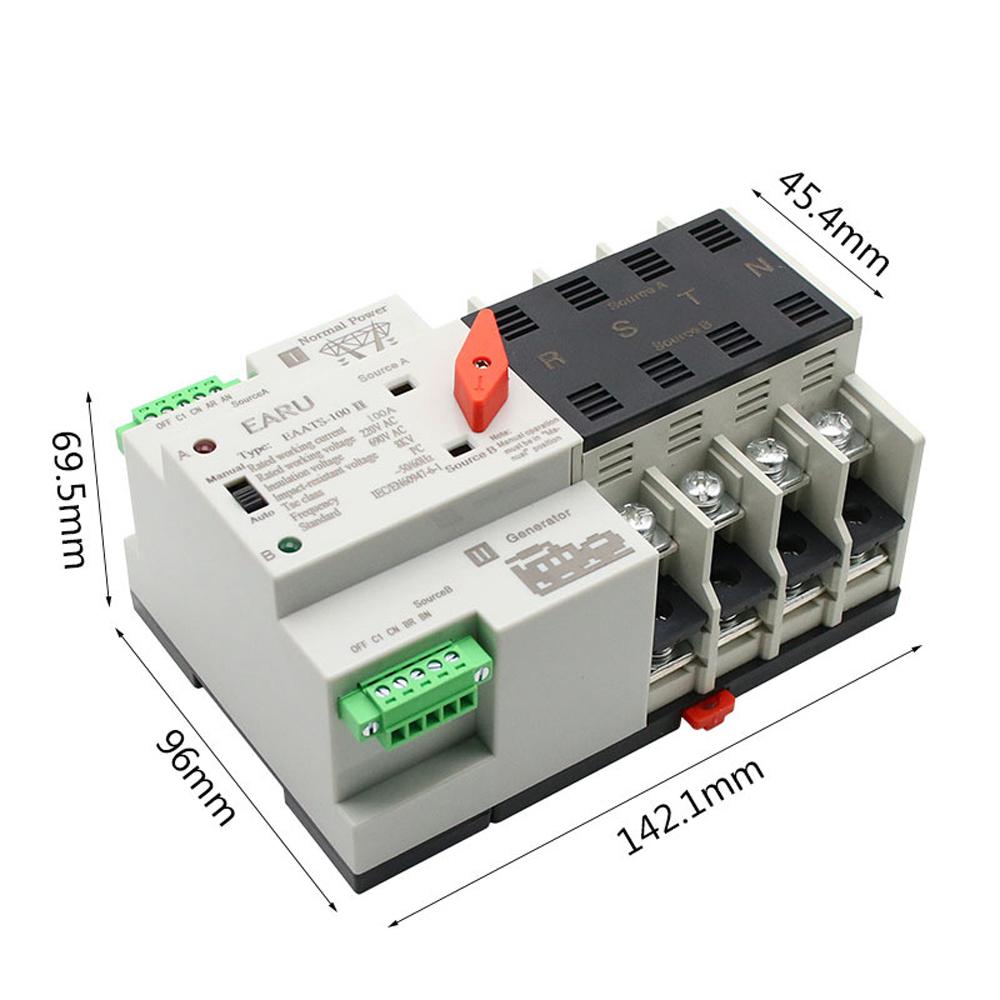 Compact Automatic Transfer Switch Electrical Selector Switches Dual Power Switch Solar Power Rail Type Household Power Transfer Switch