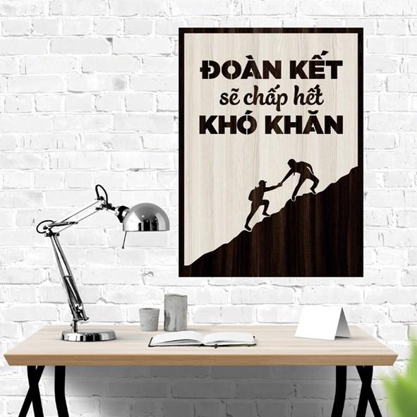Tranh gỗ DECOR - SLOGAN tạo động lực, Truyền cảm hứng - Đoàn kết sẽ chấp hết khó khăn