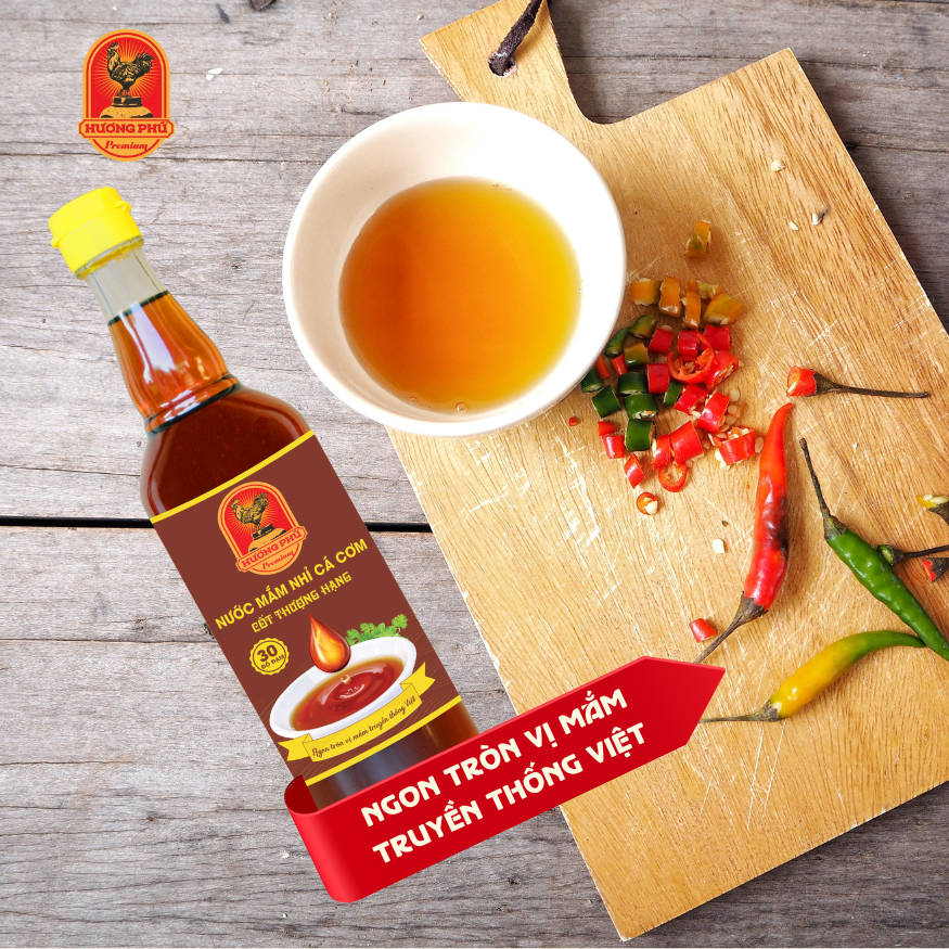 Nước mắm nhỉ cá cơm Hương Phú 30 độ đạm 510ML - Cốt Thượng Hạng - Hàng chính hãng