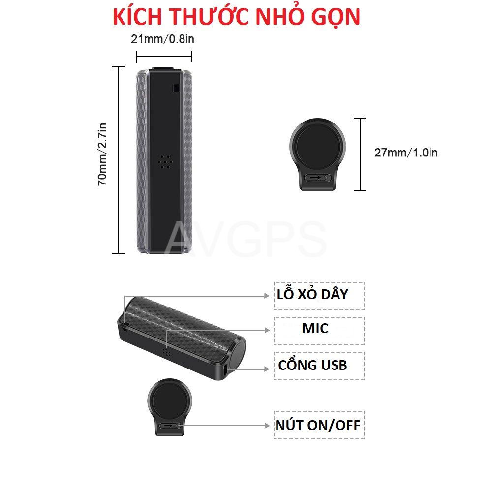 Máy ghi âm mini chuyên nghiệp siêu lọc âm V70S pin 20-25 ngày, có nam châm siêu mạnh. Chip thế hệ mới 2024