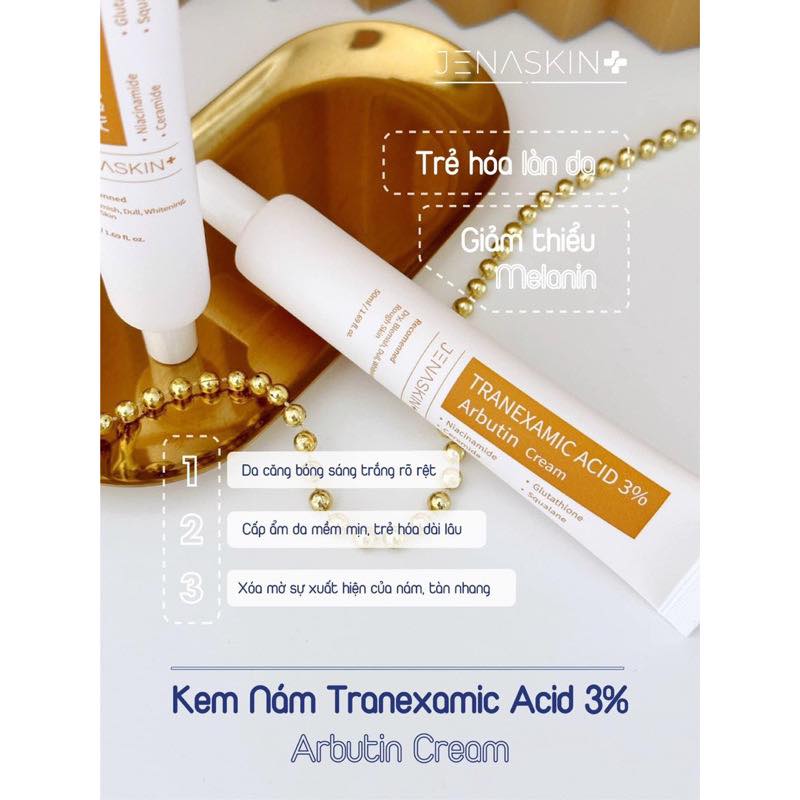 Kem Nám Dưỡng Trắng Jenaskin Tranexamic 3% Nám 50ml - Kem nám dưỡng trắng da, mờ nám, tàn nhang, tái tạo phục hồi da