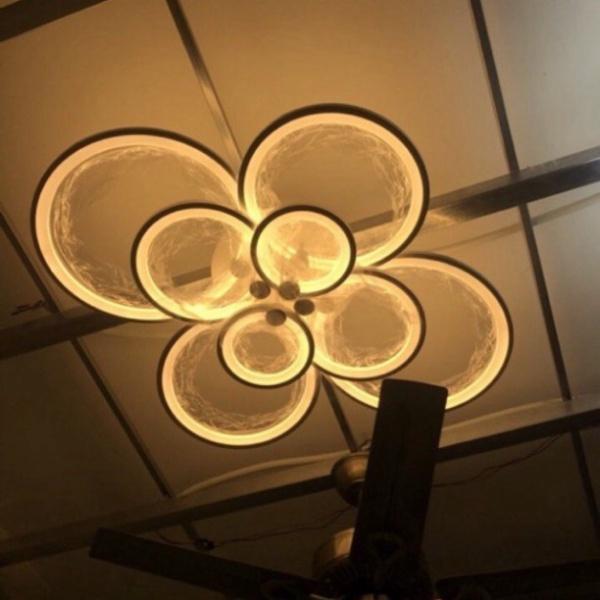 Đèn trần 8 vòng, đèn mâm trần led, đèn trang trí, đèn decor, đèn ốp trần 8 cánh DT HQ