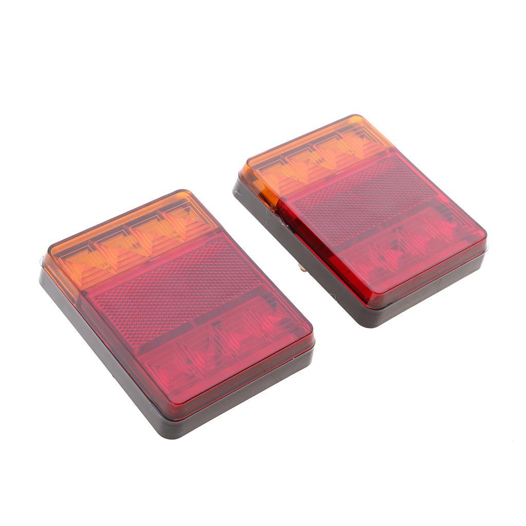 2pcs 12V 8 Led Tail  Back Up Light Stop Indicator Trailer Truck