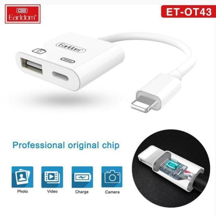 Jack OTG Chuyển Từ Cổng  Sang 1 Cổng USB và 1 Cổng OT43 - Hàng Chính Hãng