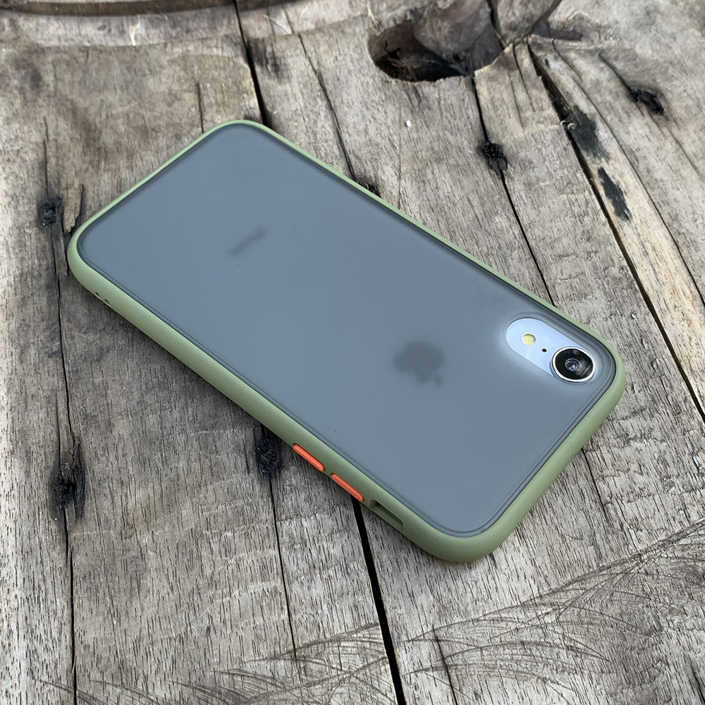 Ốp lưng chống sốc dành cho iPhone XR nút bấm màu cam - Màu xanh