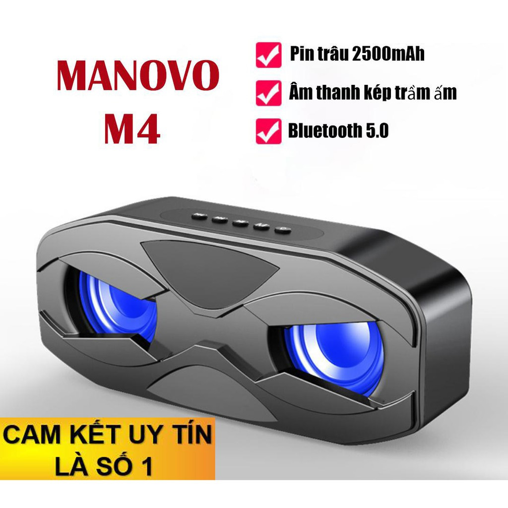 Loa Bluetooth Manovo M4 - Loa kép bass cực mạnh dây jack 3.5mm, Loa siêu trầm - hàng nhập khẩu