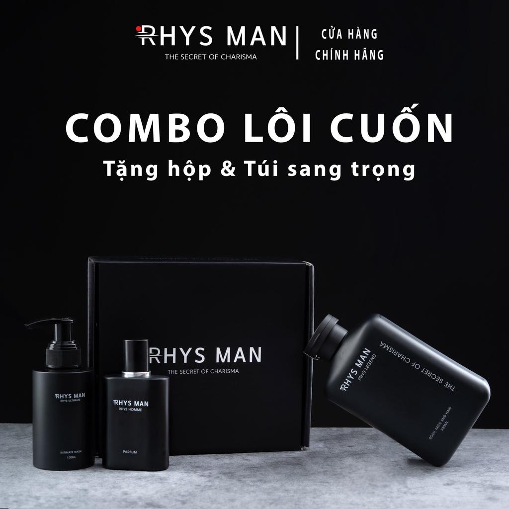 Combo sữa tắm gội nam Rhys Legend 3 in 1 & Dung dịch vệ sinh nam Ultimate & Nước hoa Homme Rhys Man - Hàng chính hãng