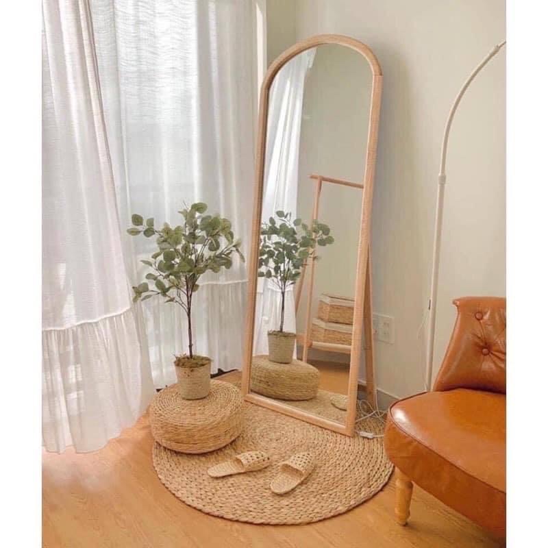 Gương soi toàn thân khung gỗ treo tường mái vòm dáng giá rẻ kích thước 45x120cm guonghoangkim mirror KG0001