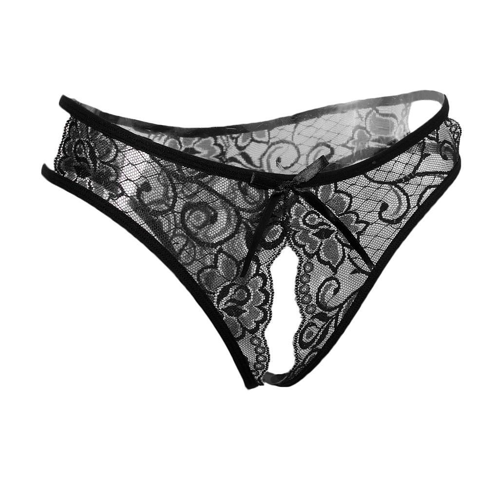 2 Pack Womens Sexy Floral Lace Thong Underwear Crotchless Panties Lingerie