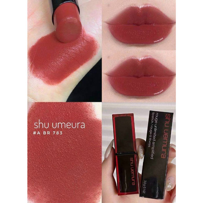 Son Shu Uemura Rouge Unlimited Amplified A BR 783 Màu Đỏ Đất Thiên Nâu (Chất Son Satin)