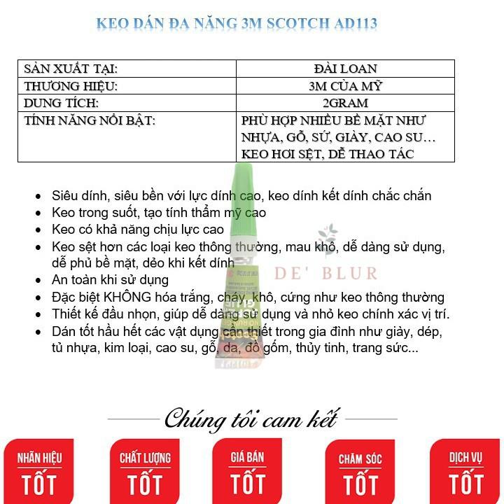 Keo dán giày dán nhựa dán gỗ dán đa năng siêu dính 3M Scotch AD113 2GRAM