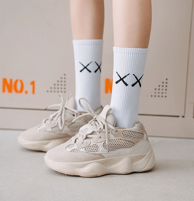 Set 5 Đôi Tất Cao Cổ Unisex Bèo Nhún Gân Tăm Style Thanh Lịch