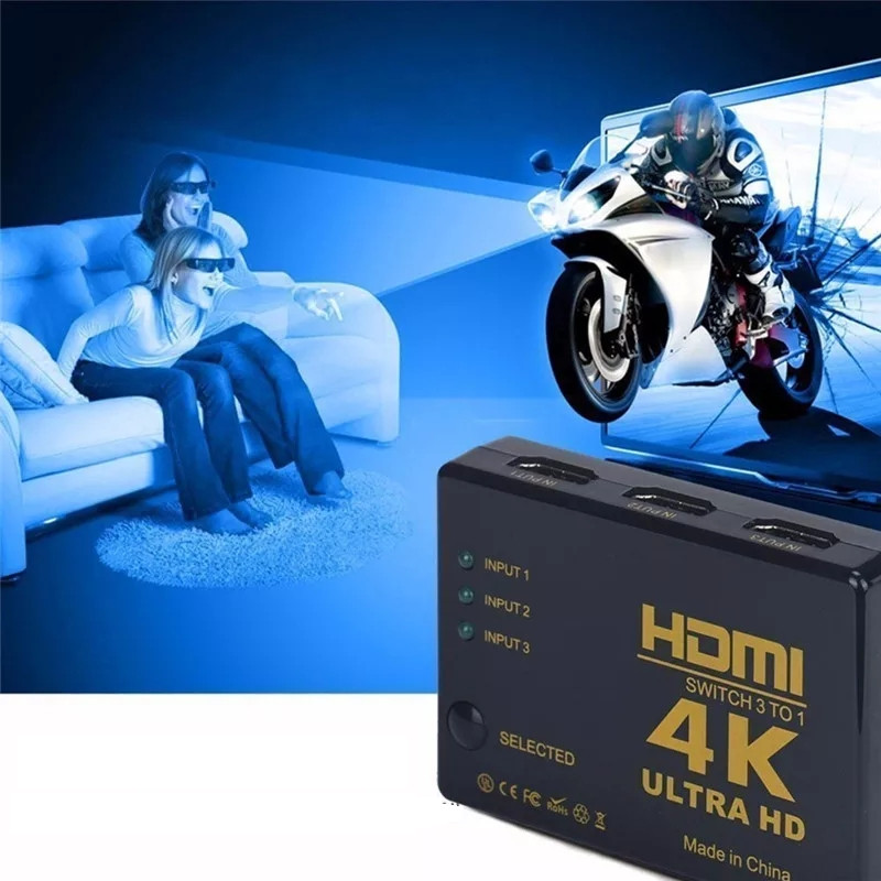 Switch HDMI 4k Hỗ Trợ Từ 3x1 Hỗ Trợ 3 Ngõ Vào Như DVD, Android Box, PC Ra 1 Cổng HDMI Tivi VINETTEAM