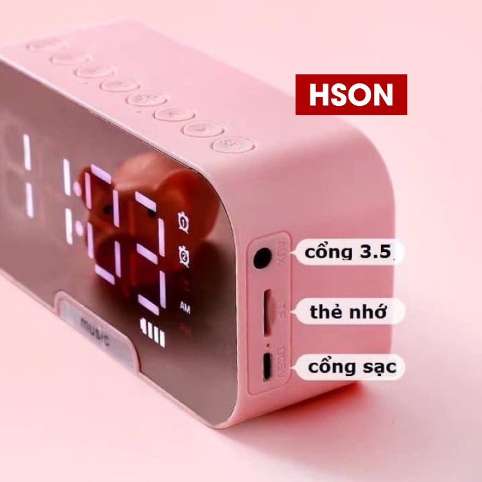 Loa bluetooth đồng hồ G10 cao cấp, loa mini kiêm báo thức, nghe đài FM, màn hình tráng gương hiển thị đèn led