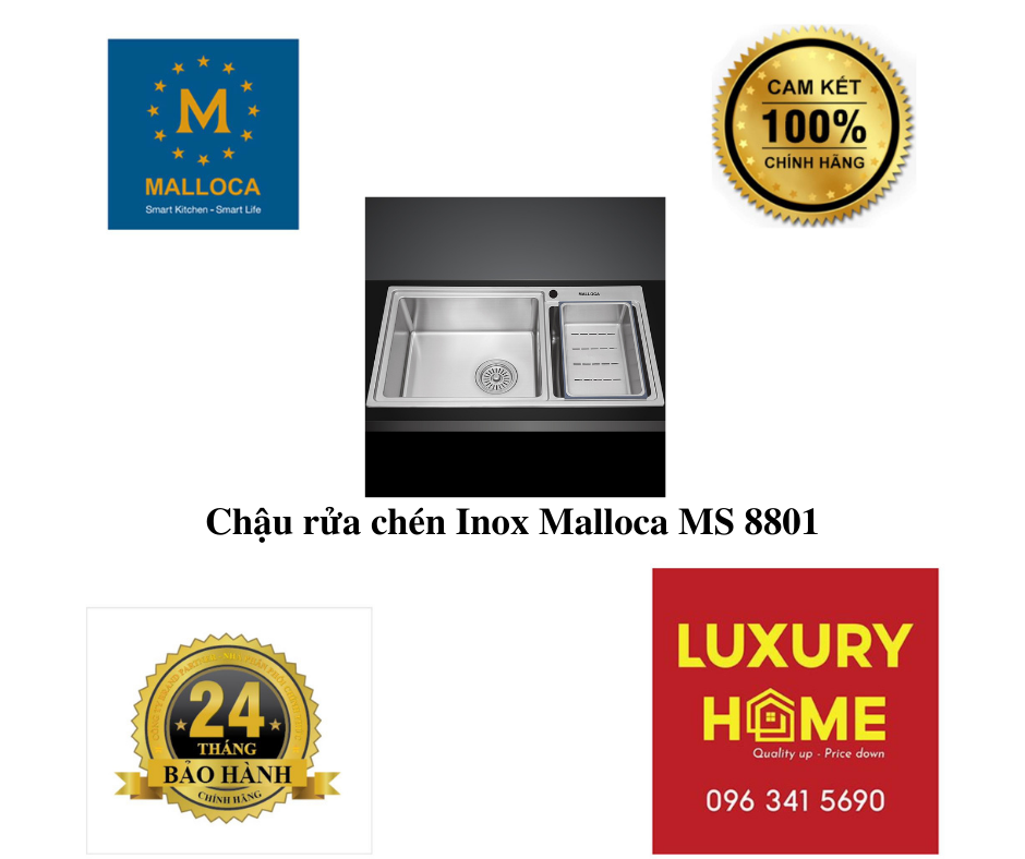 Chậu rửa chén Inox Malloca MS 8801