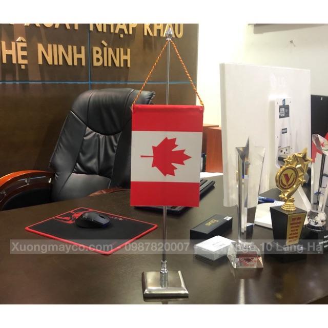 Cờ để bàn Canada đế đơn inox