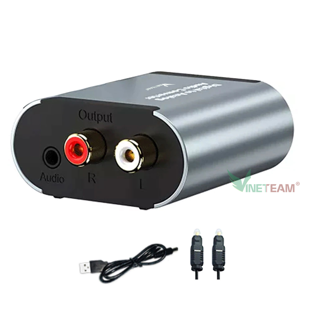 Vinetteam Bộ Chuyển Đổi Âm Thanh Quang Học Optical Ra AV RCA Có Jack 3.5mm Chuyển Tín Hiệu Digital Sang Analog - Hàng Chính Hãng