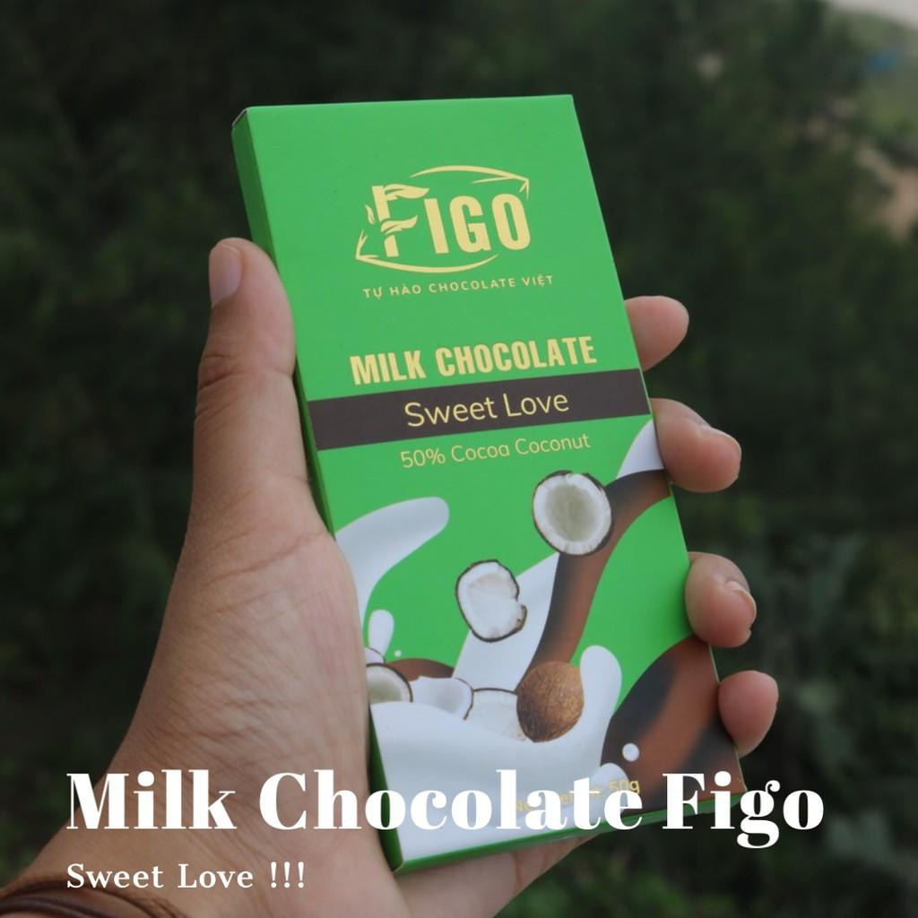 Kẹo Chocolate sữa nhân Dừa, Hạnh nhân, Hạt điều, hạt caca 50g 3 hộp Figo, đồ ăn vặt vị ngọt vừa gây nghiện