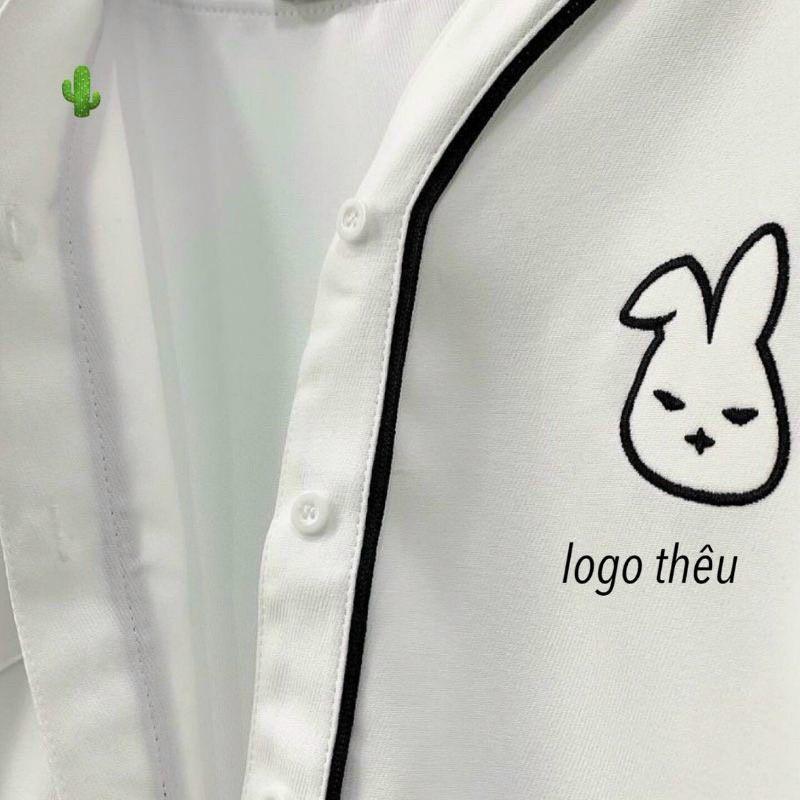 Áo Sơ Mi Tay Lỡ Form Rộng Viền Chỉ Nổi LOGO THÊU Nam Nữ Unisex