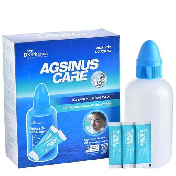 Bộ bình rửa và muối Nano Bạc chăm sóc mũi xoang Agsinus Care