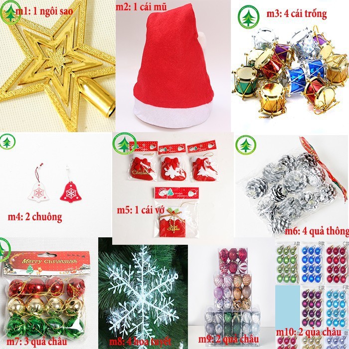 Phụ kiện trang trí cây thông noel, giáng sinh đồng giá