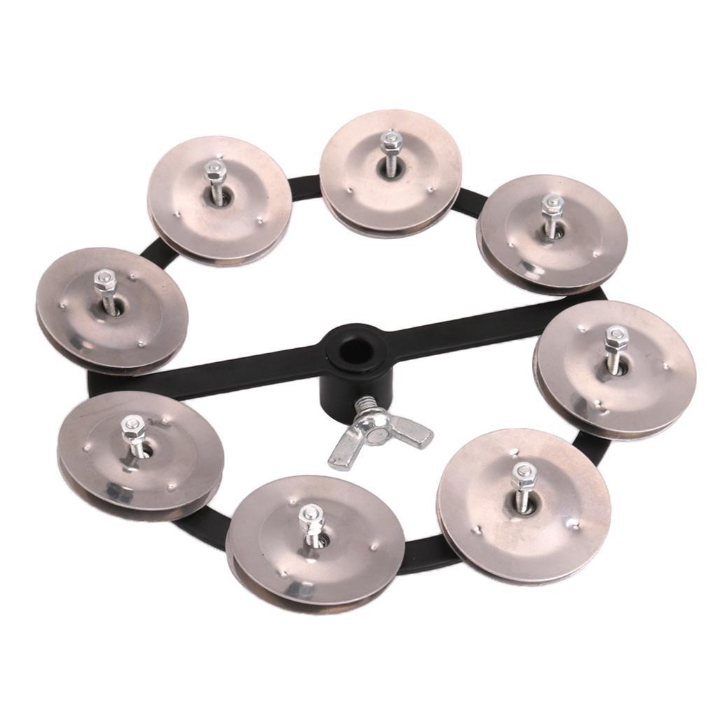 Professional Hi Hat Tambourine with Single Row Steel Jingles Percussion Instrument