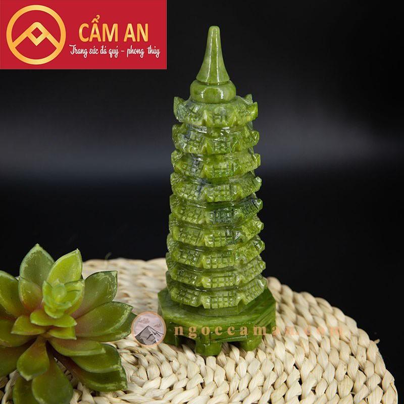 THÁP VĂN XƯƠNG 9 TẦNG ĐÁ LỤC NGỌC TỰ NHIÊN 19 cm