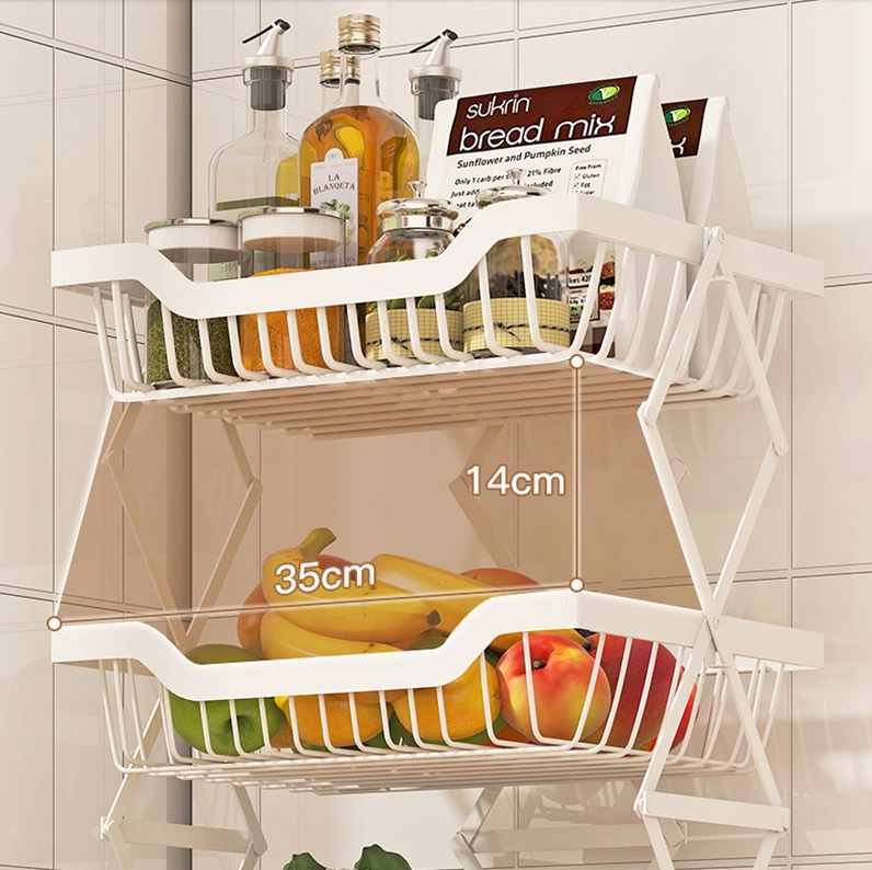 Giỏ đựng đồ nhà bếp 4 tầng có bánh xe xếp gọn Kitchen Storage Basket