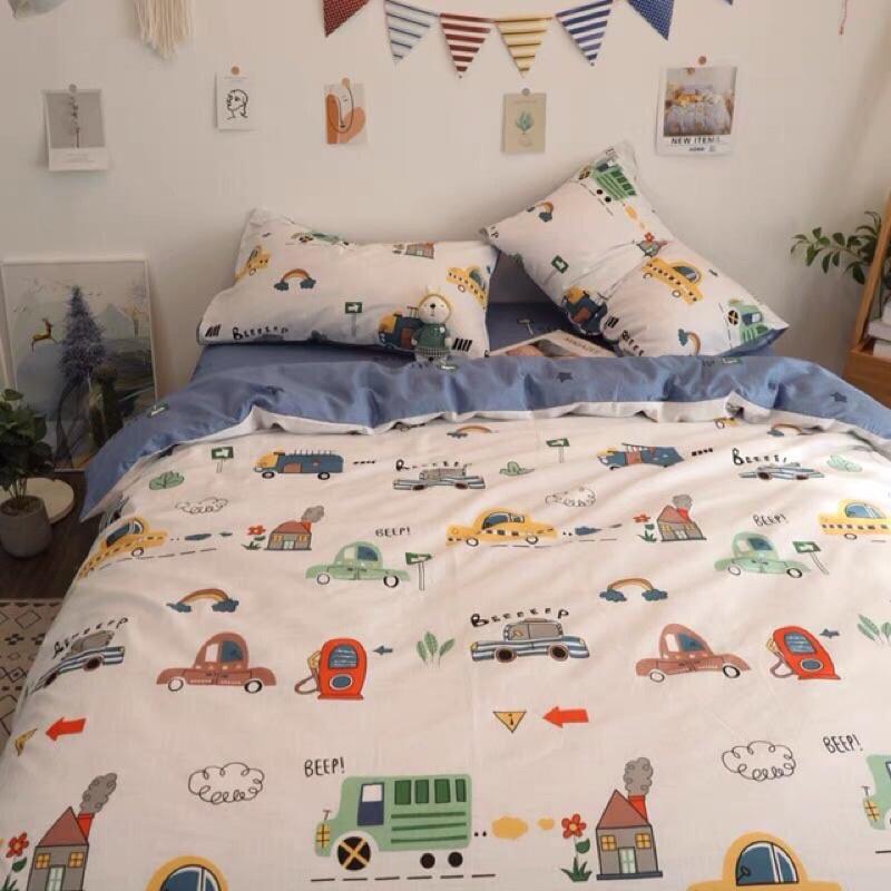 Bộ chăn ga gối cotton living trần ga 4 món