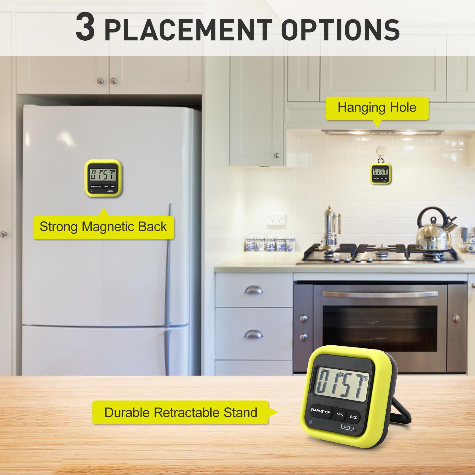 Kitchen Timer Digital Stopwatch with Loud Alarm Large LCD Count up/Countdown Timer for Cooking Shower Kids Classroom