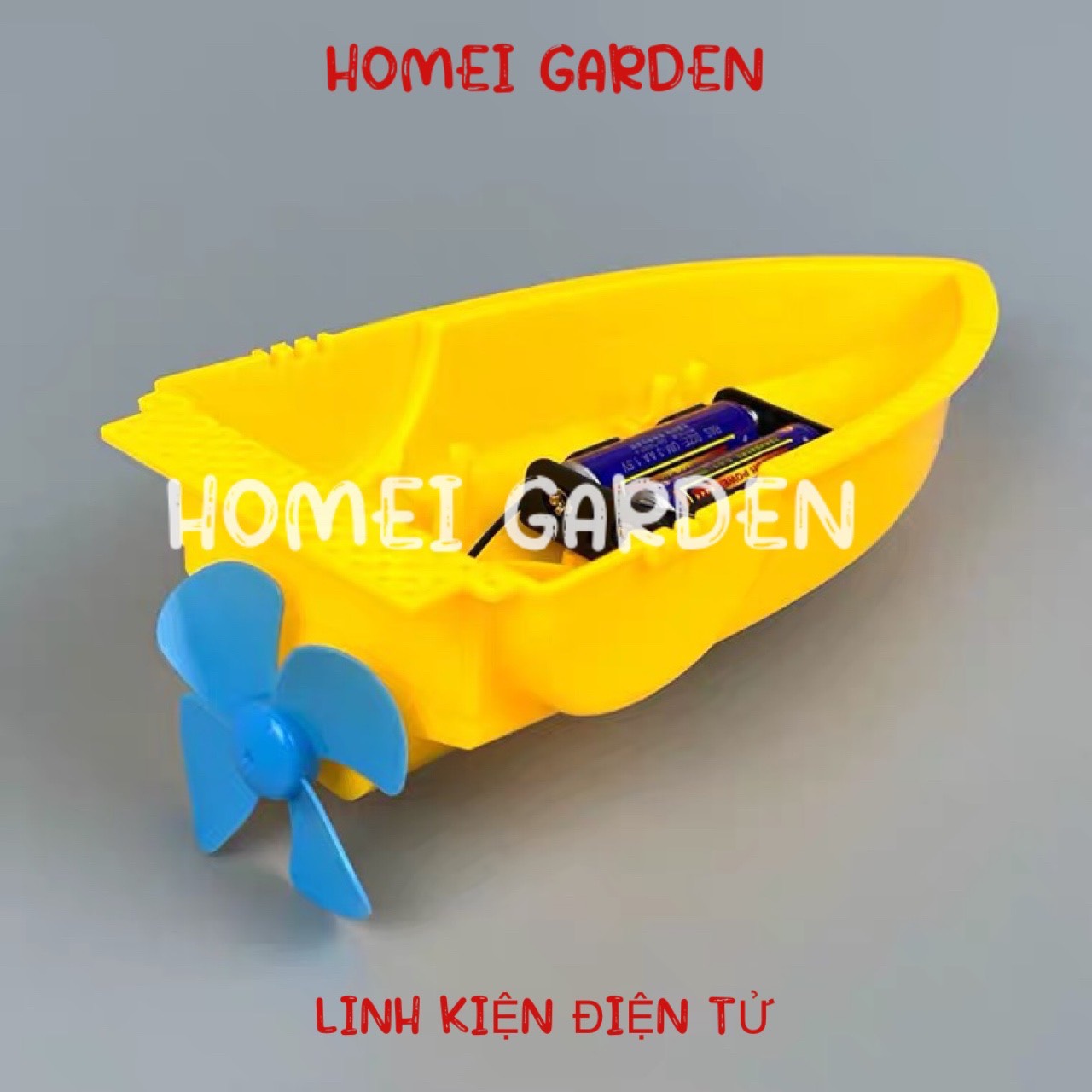 Bộ lắp tàu thuyền mini gồm thân tàu nhựa motor chân vịt đế kèm pin dùng DIY thí nghiệm đồ chơi - HM0194