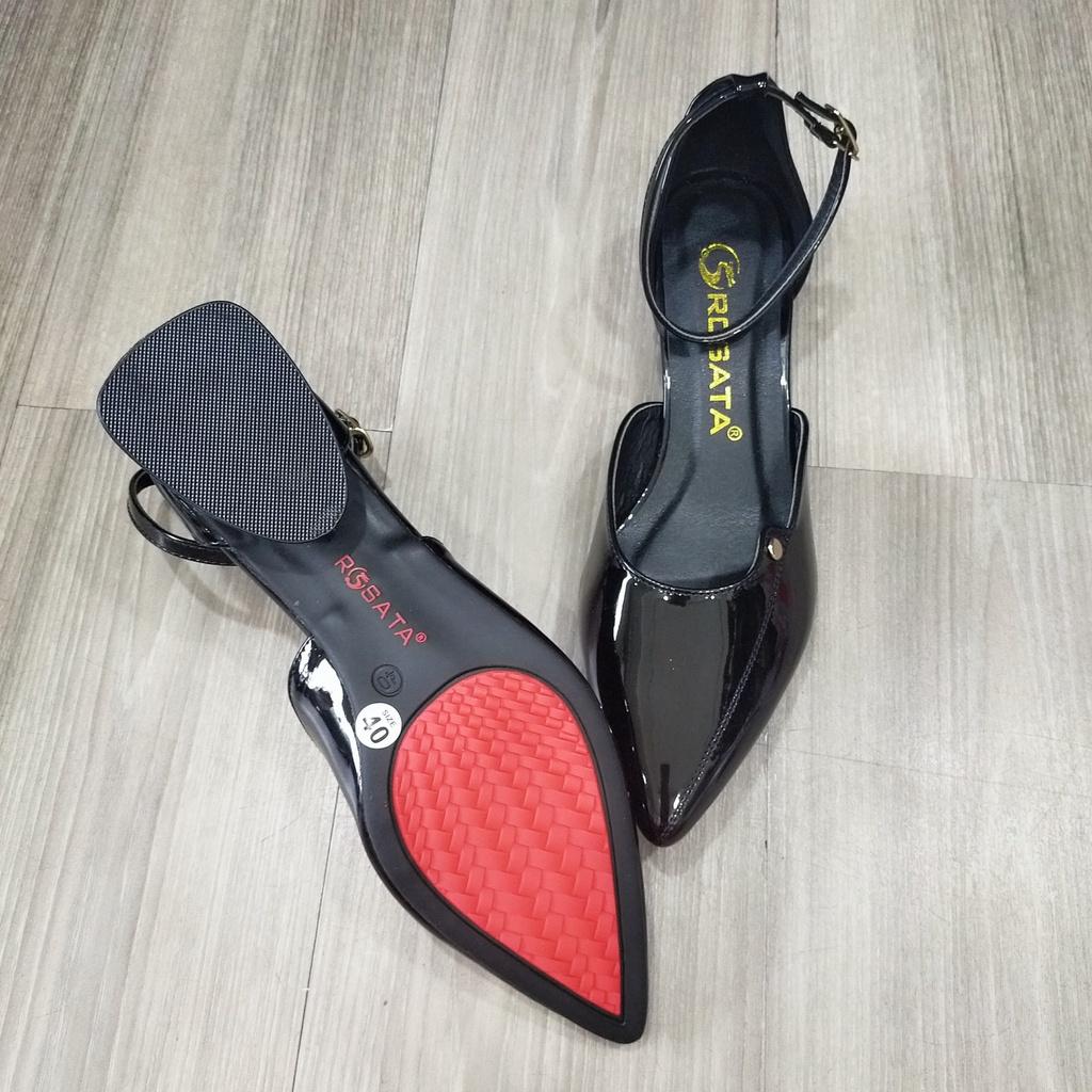 Giày sandal bệt nữ, da bóng cao cấp ROSATA RO365 cao 2p - Đen- HÀNG VIỆT NAM