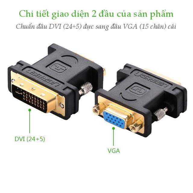 Hình ảnh Đầu chuyển đổi DVI 24+5 đực sang VGA (15 chân) cái UGREEN 20122 - Hàng Chính Hàng