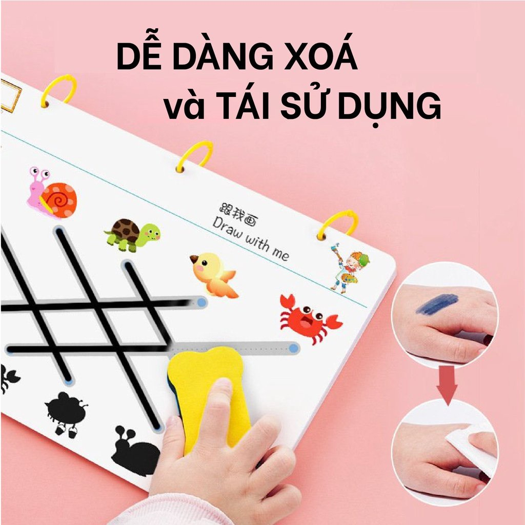 Tập Tô Nét Vẽ Thông Minh Xoá Được, Sách Tập Viết Xoá Được, Đồ Chơi Giáo Dục Sớm, Rèn Luyện Tính Kiên Trì Cho Bé - Orgavil