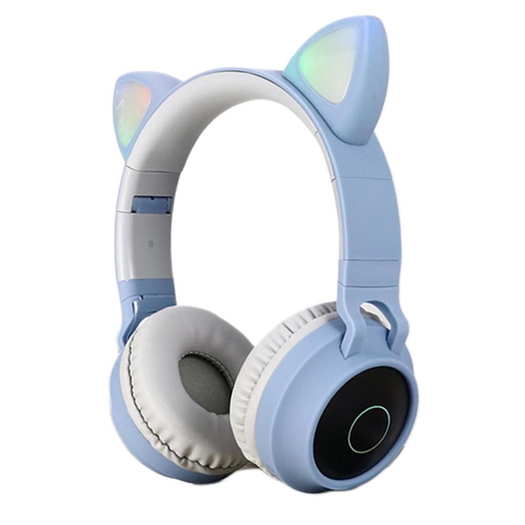 Bluetooth Stereo Headphones LED Light Flashing Glowing Headset Blue