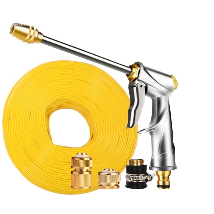 Rửa xe tưới cây Bộ dây và vòi xịt tăng áp lực nước 300% loại 30m cút đồng,nối đồng 206701-2