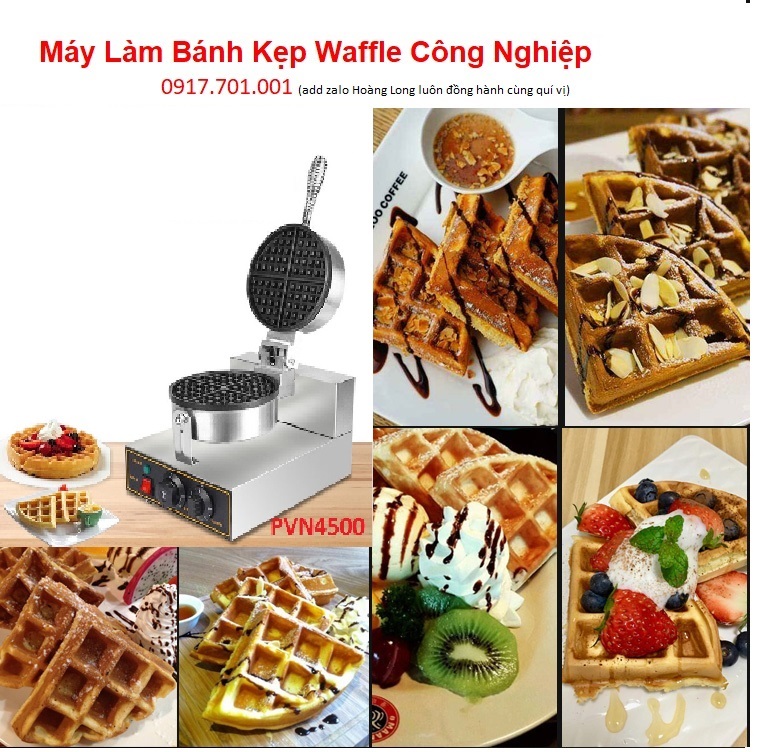 Máy Làm Bánh Kẹp Waffle Đơn Công Nghiệp Waffle Baker 220V Machine Iron Tặng Công Thức Làm Bánh PVN4500