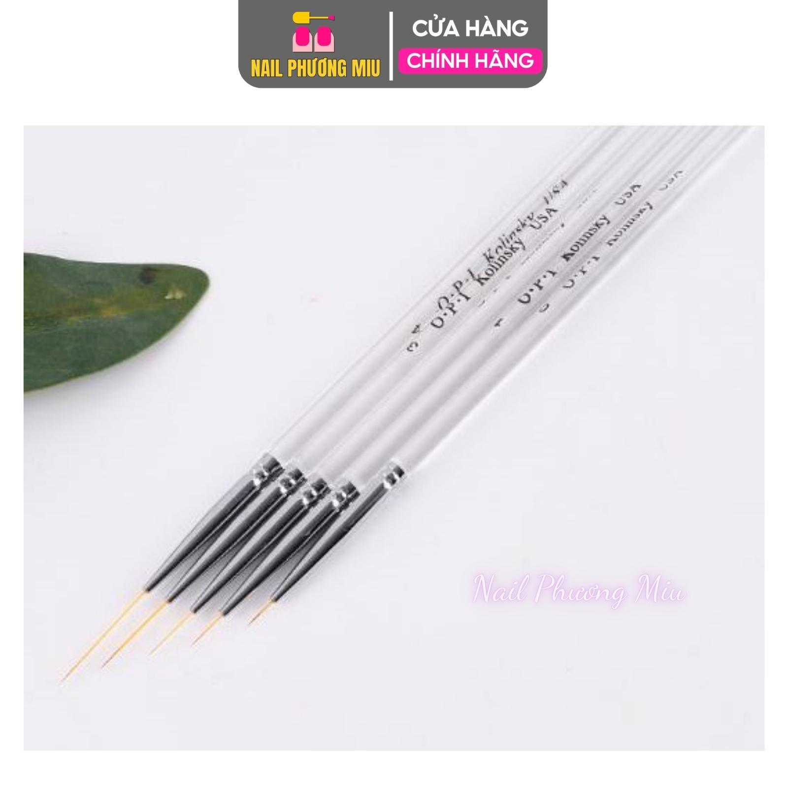 Cọ Nét Cán Trong Kolinsky OPI  6mm 9mm Làm Nail, Đầu Cọ Lông Sợi Tổng Hợp, Nhiều Size Vẽ Chi Tiết Nhỏ Chính Xác Nữ Women